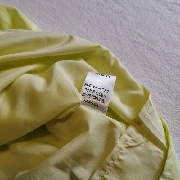 Chartreuse Babydoll Mini Dress V-Neck Flutter Puff Sleeve Women’s Large - Picture 10 of 11